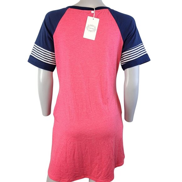 Camisa Mini Shirt Dress Women Small Pink Blue A-line New with Tags Spring Casual - Picture 4 of 10